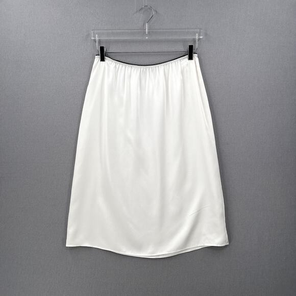ENZA COSTA Silk Slip Skirt Womens Small Off White Midi Lightweight Quiet Luxury - Picture 1 of 15